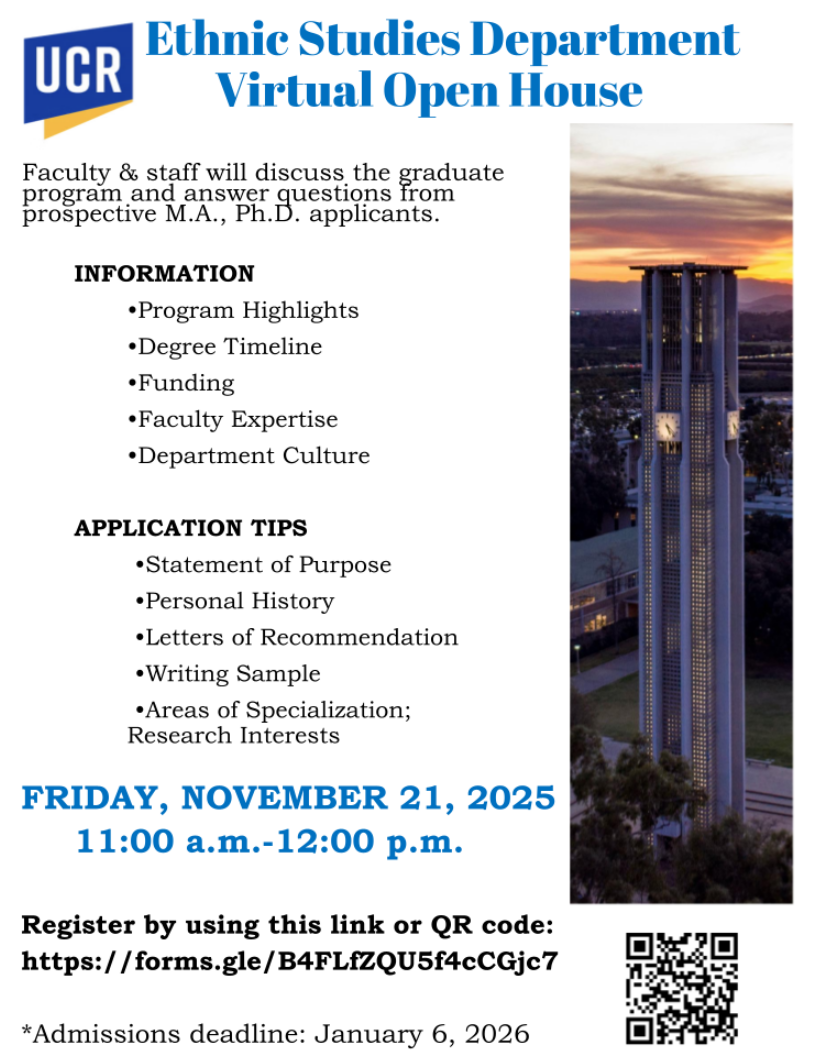 Ethnic Studies Department Virtual Open House
